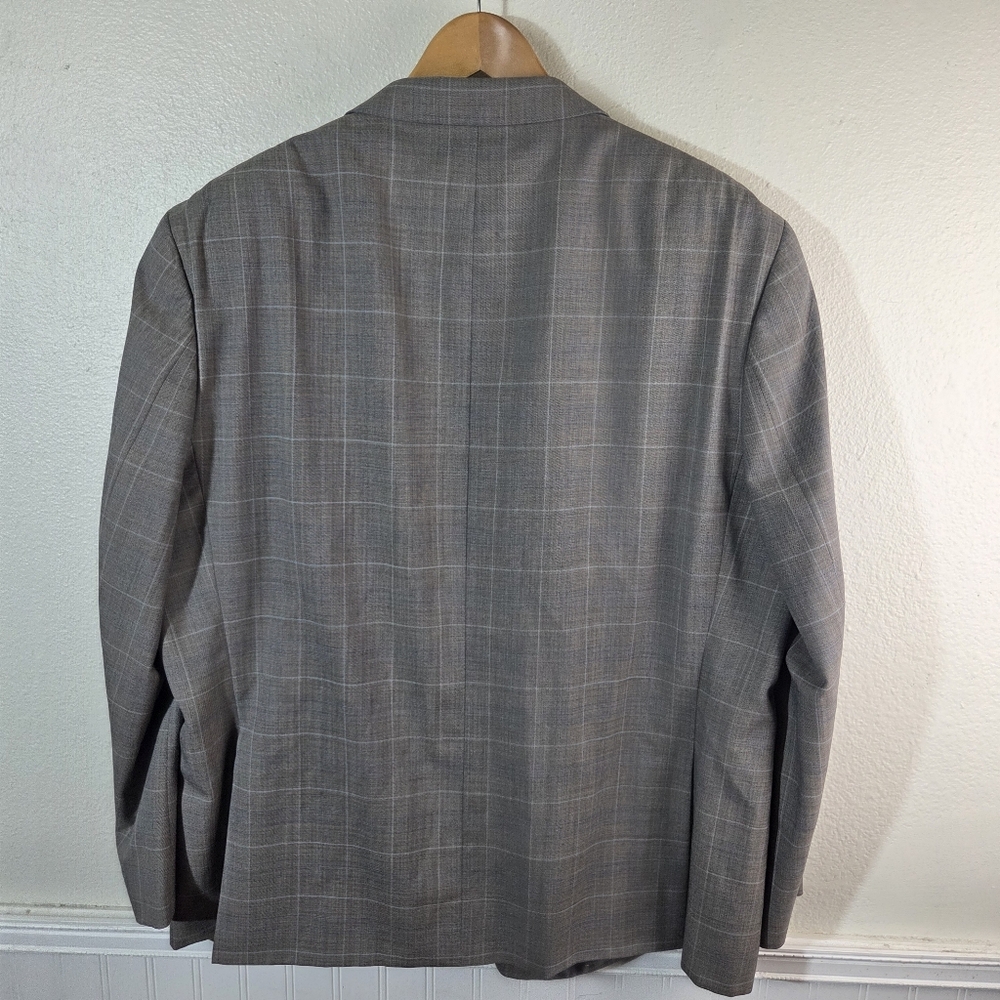 Men's Michael Kors Taupe Two Button Checkered Work Career Blazer Jacket Size 50R - Picture 3 of 14